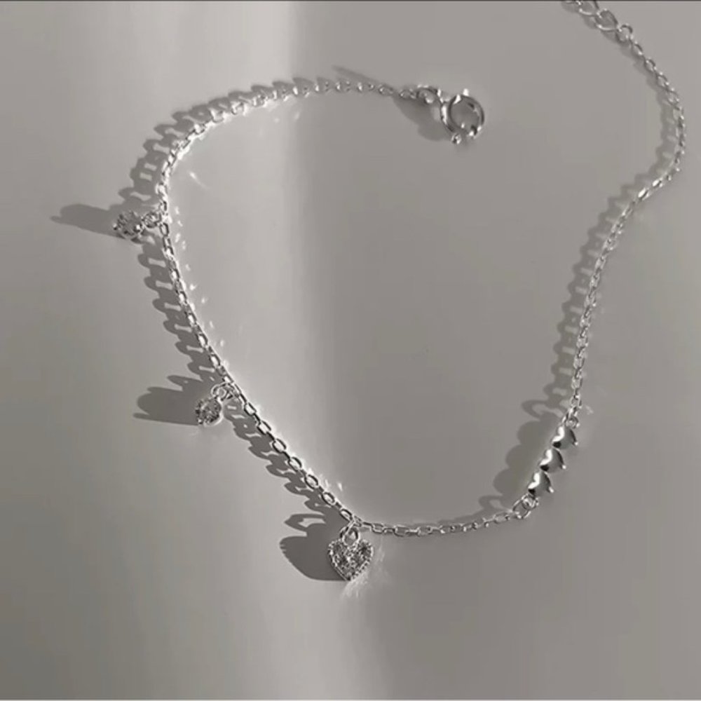 925 Sterling Silver Fashion Temperament Heart Bracelet Jewelry Women Wedding - Picture 4 of 5